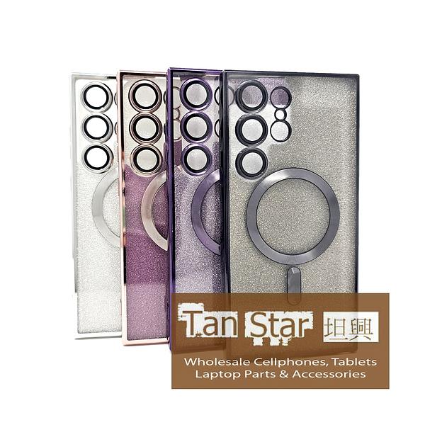 Samsung Galaxy S24 Ultra - SPARKLE Chrome Edge Magnet RING Silicone Case