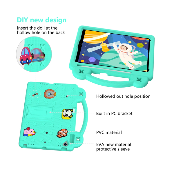 Apple iPad 7 / 8 / 9 10.2" / iPad Pro 10.5" / iPad Air 3 10.5" - Kids Heavy Duty Shockproof Case with Removable Dolls and Kickstand