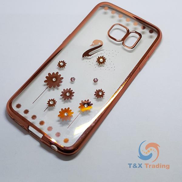 Samsung Galaxy S6 Edge - Chrome Edge with Rhinestone Silicone Case