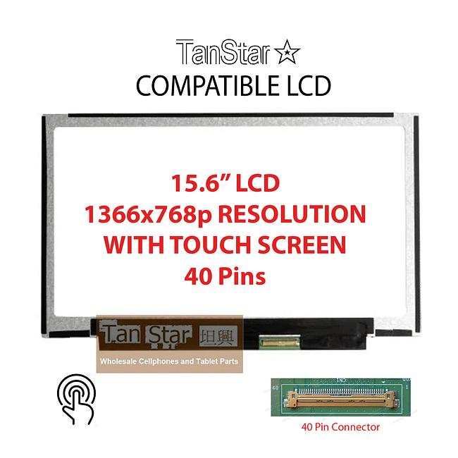 15.6" Laptop LCD Screen 1366x768p 40 Pins with Touch Screen [TSTPC15.6-05]