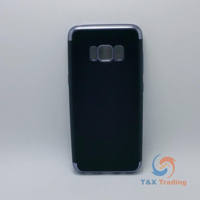 Samsung Galaxy S8 Plus - Black Silicone Phone Case with Chrome Edge