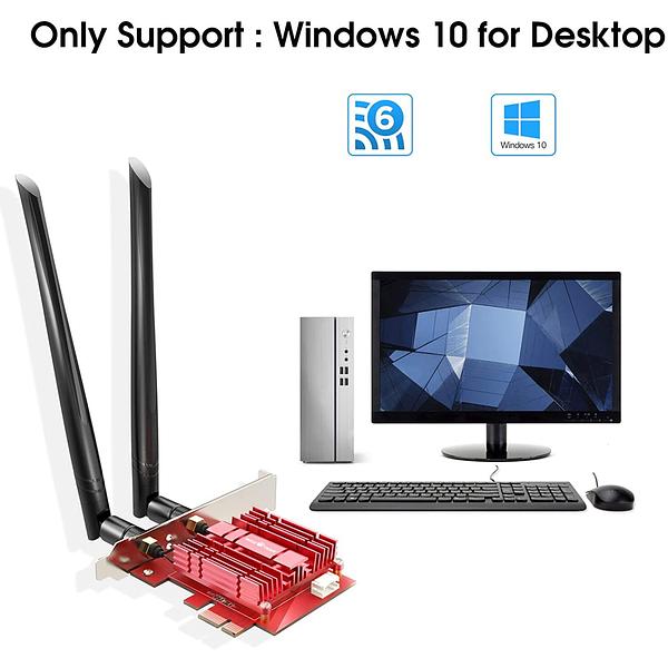 WiFi 6 Card AX 3000Mbps PCIe Network Card AX200 802.11AX 2.4Ghz/5.8Ghz with Bluetooth 5.1 & Heat Sink Wireless PCI Express Wi-Fi Adapters Dual Band Antenna for Windows 10 64-bit