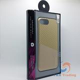 Apple iPhone 7 Plus / 8 Plus - WUW Two Tone Gold Carbon Fiber Leather Credit Card Holder Case