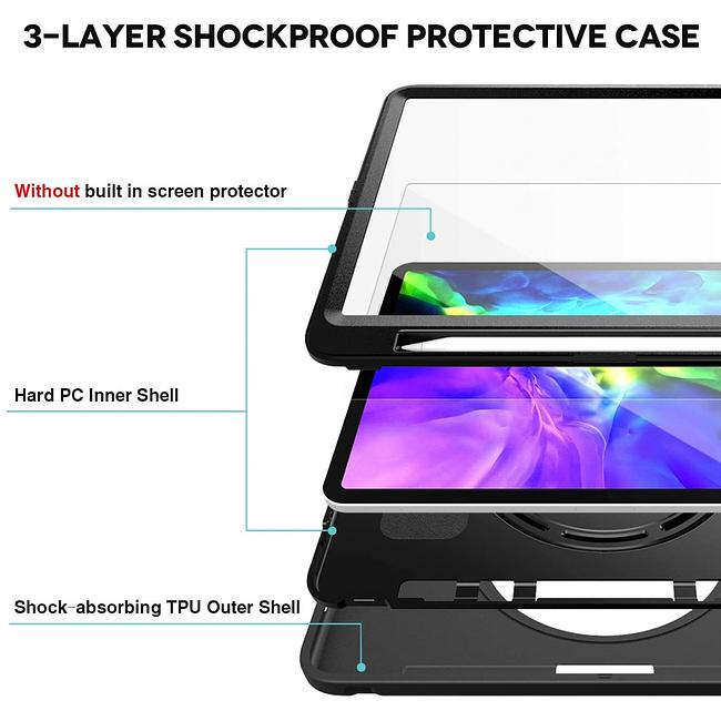 Apple iPad Pro 11" 1st / 2nd Gen / 3rd Gen / 4th Gen - Heavy Duty Shockproof Rotatable Case with Kickstand