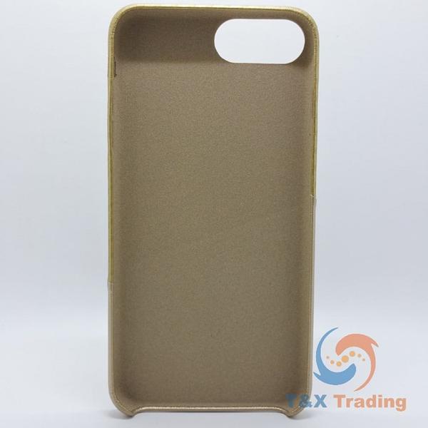 Apple iPhone 7 Plus / 8 Plus - WUW Two Tone Gold Carbon Fiber Leather Credit Card Holder Case