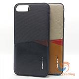 Apple iPhone 7 Plus / 8 Plus - WUW Two Tone Carbon Fiber Leather Credit Card Holder Case