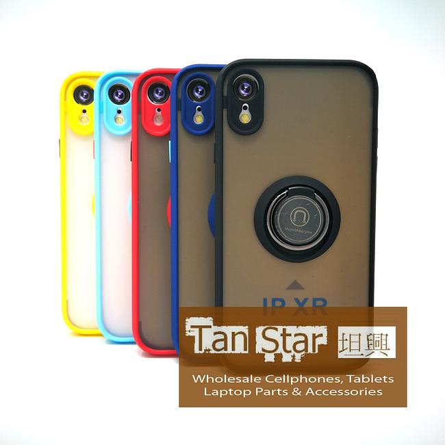 Apple iPhone XR - Frosted Bumper Magnet Enabled Case with Ring Kickstand