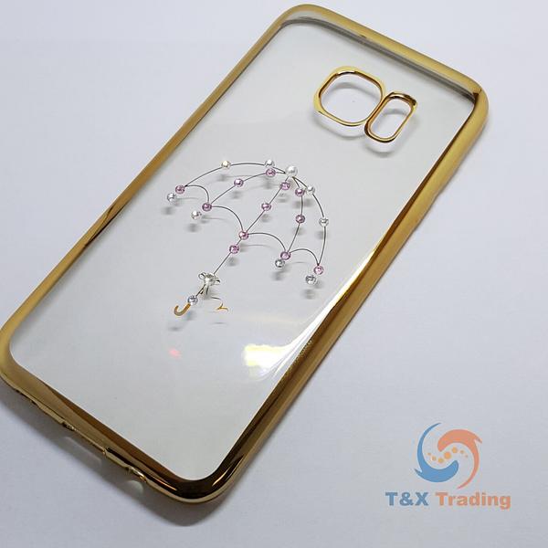 Samsung Galaxy S7 Edge - Chrome Edge with Rhinestone Silicone Case