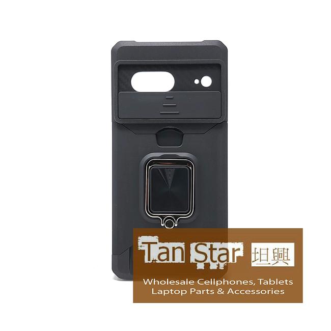 Google Pixel 7a - Secure Card Holder Magnet Enabled Case with Ring Kickstand