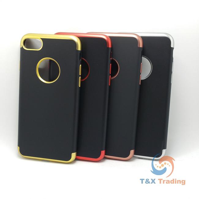 Apple iPhone 7 / 8 - Black Silicone Phone Case with Chrome Edge