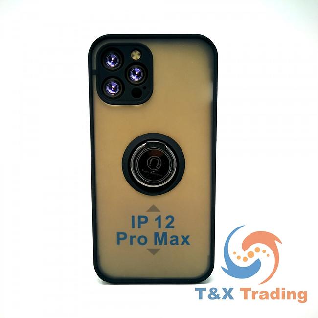 Apple iPhone 11 Pro Max - Frosted Bumper Magnet Enabled Case with Ring Kickstand