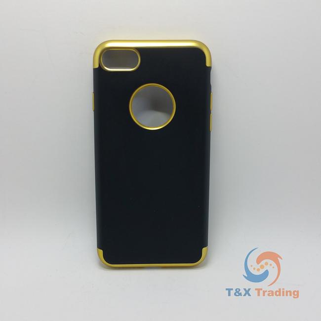 Apple iPhone 7 / 8 - Black Silicone Phone Case with Chrome Edge