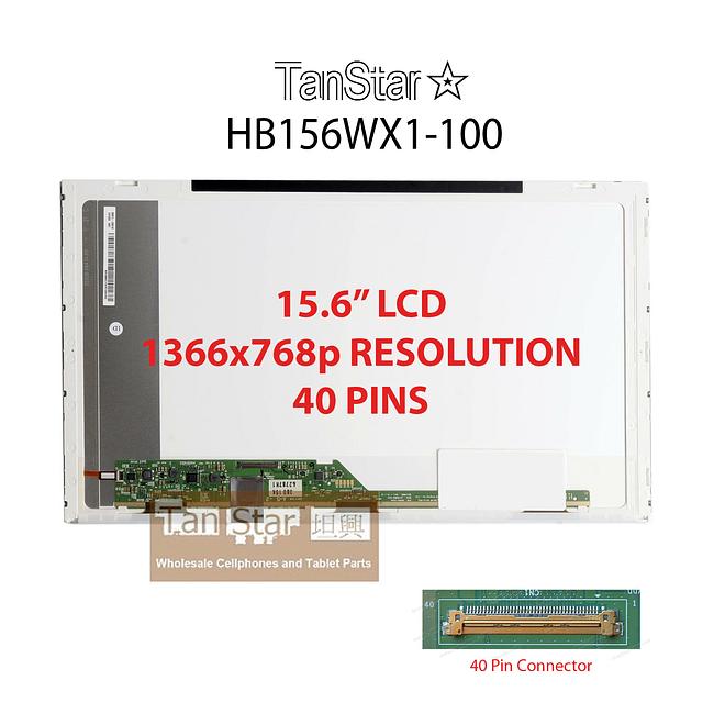 15.6" Laptop LCD Screen 1366x768p 40 Pins Screw in Side HB156WX1-100
