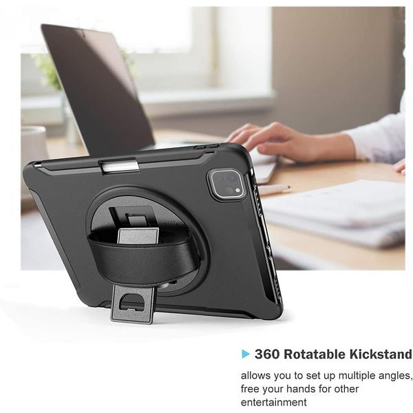 Apple iPad Air 4 / Air 5 / Air 11" M2 (2024) - Heavy Duty Shockproof Rotatable Case with Kickstand