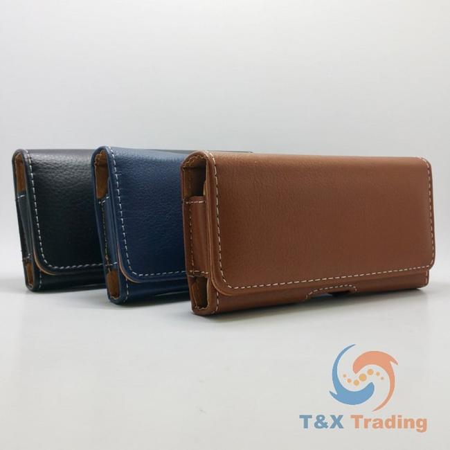 360 Horizontal Leather Belt Clip Pouch Holster Case 4.7"