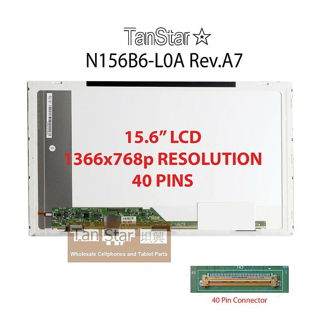 15.6" Laptop LCD Screen 1366x768p 40 Pins Screw in Side N156B6-L0A Rev.A7