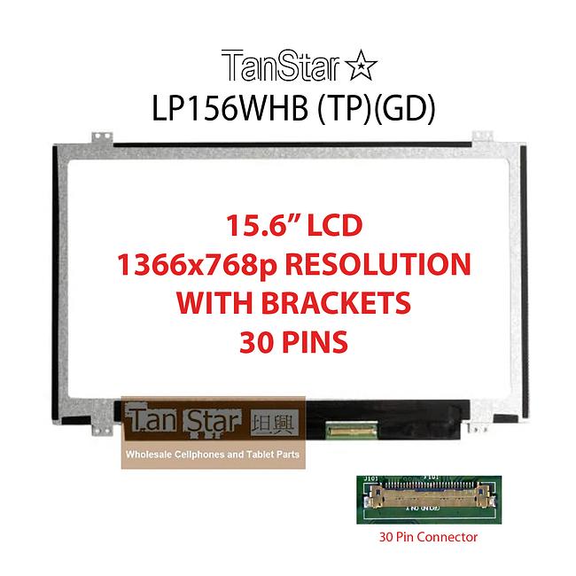15.6" Laptop LCD Screen 1366x768p 30 Pins with Brackets LP156WHB (TP) (GD)