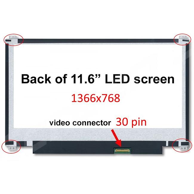 11.6" Laptop LCD Screen 1366x768p 30 Pins with Brackets B116XTN02.3