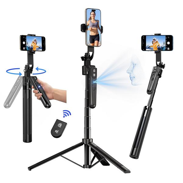 360 Rotation Ai Auto Face Tracking Portable Selfie Stick Quadrapod Gimbal C17