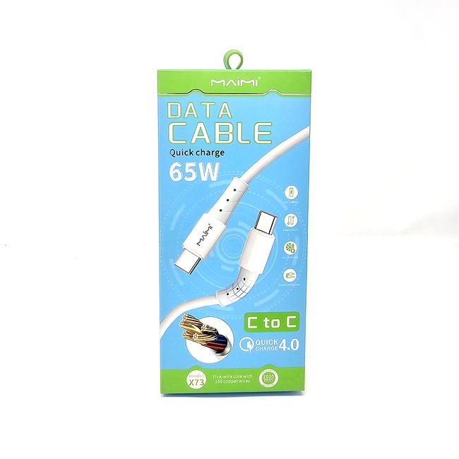 Maimi X73 65W Quick Charge Silica Gel Type-C to Type C Data Charging Cable Charger 1 Meter