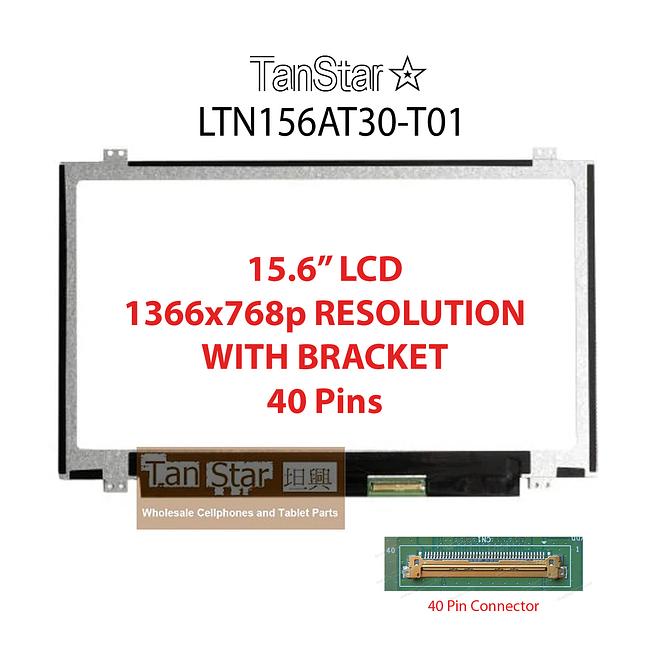 15.6" Laptop LCD Screen 1366x768p 40 Pins With Brackets LTN156AT35-601
