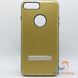 Apple iPhone 7 Plus / 8 Plus - Gold Carbon Fiber Case with Kickstand