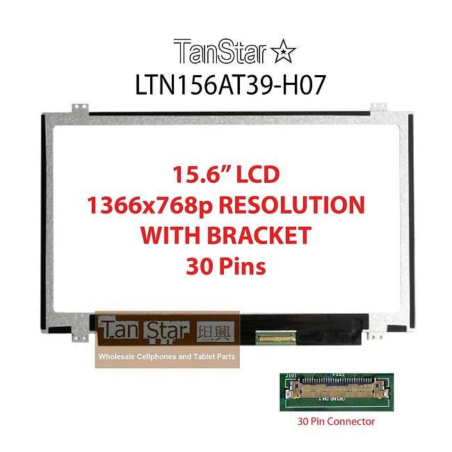 15.6" Laptop LCD Screen 1366x768p 30 Pins with Brackets LTN156AT39-H07