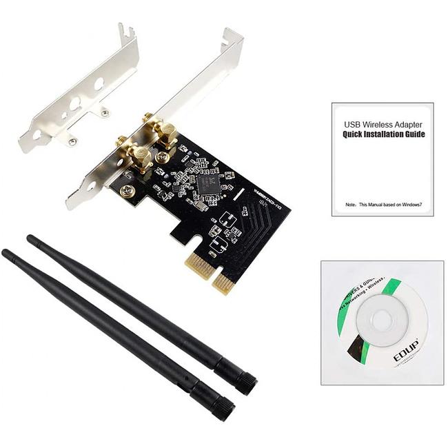 EDUP WiFi Card AC1200Mbps 2.4GHz/5GHz Dual Band PCI Express (PCIe) Wireless Adapter Network Card with 2×6dBi External Antenna for Desktop