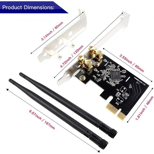 EDUP WiFi Card AC1200Mbps 2.4GHz/5GHz Dual Band PCI Express (PCIe) Wireless Adapter Network Card with 2×6dBi External Antenna for Desktop
