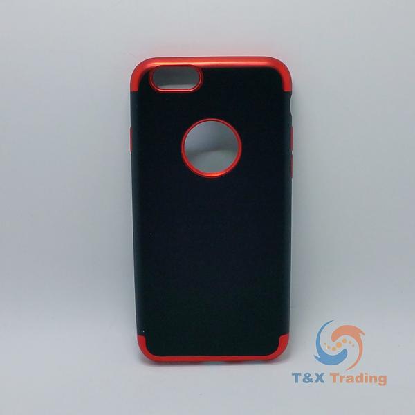 Apple iPhone 6 / 6S - Black Silicone Phone Case with Chrome Edge