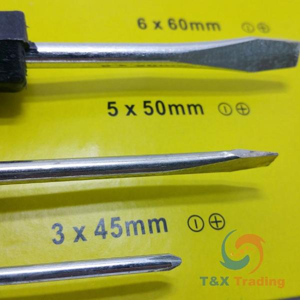 3 Pieces Set Screwdriver - (6x60mm, 5x50mm, 3x45mm)