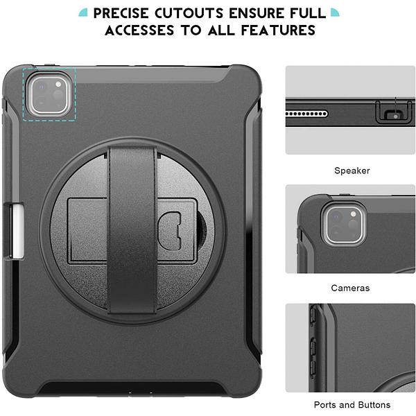 Apple iPad 12.9" 4th Gen / 5th Gen / 6th Gen / iPad Air 13" M2 (2024) - Heavy Duty Shockproof Rotatable Case with Kickstand