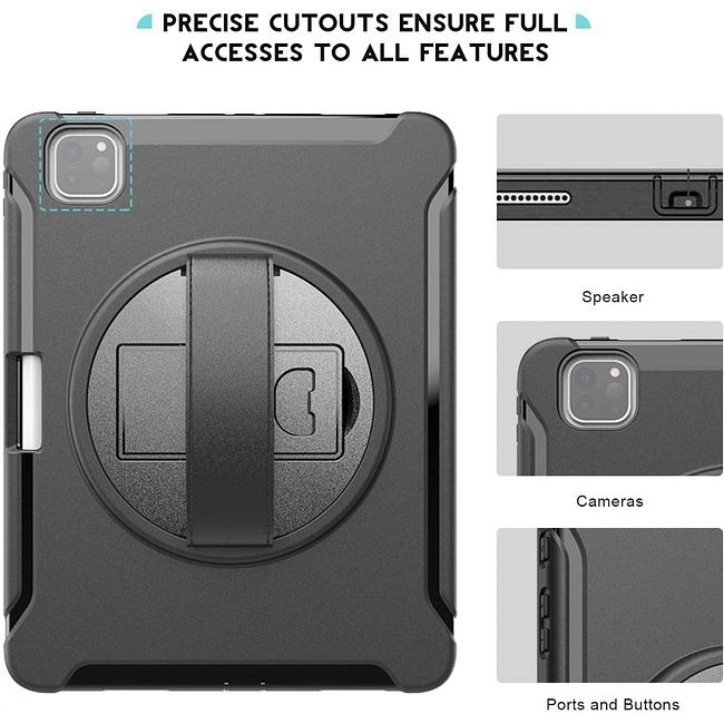 Apple iPad 12.9" 4th Gen / 5th Gen / 6th Gen / iPad Air 13" M2 (2024) - Heavy Duty Shockproof Rotatable Case with Kickstand