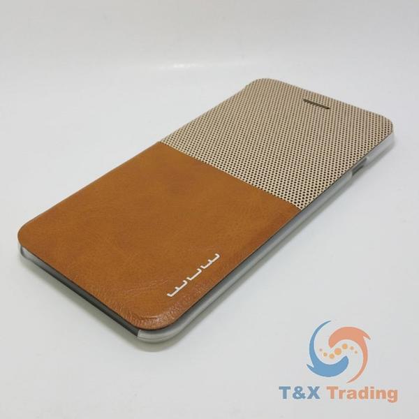Apple iPhone 6 Plus / 6S Plus / 7 Plus / 8 Plus - WUW Two Tone Brown Luxury Leather Wallet Case