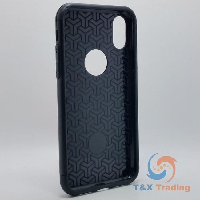 Apple iPhone X / XS - Silicone With Hard Back Metal Lines Cover Case