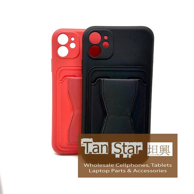 Apple iPhone 11 / XR - Standing Card Secure Wallet Card Holder with Passthrough Kickstand