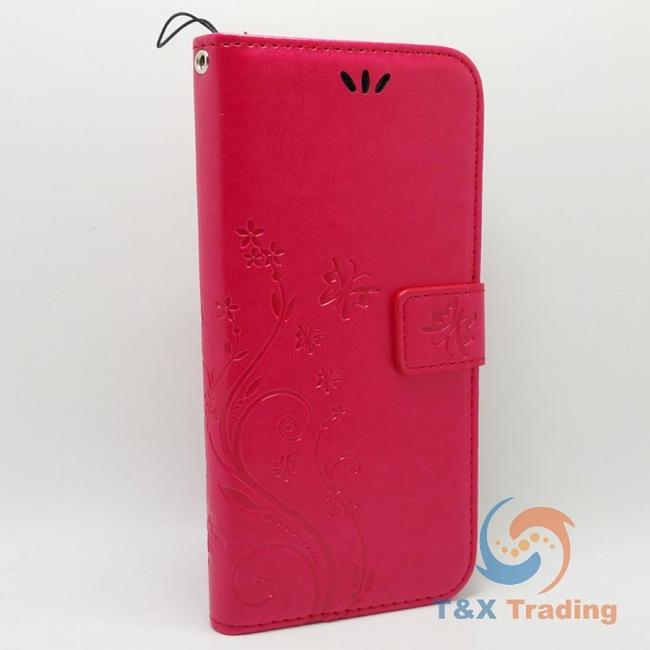 Samsung Galaxy A8 2018 - Butterfly Book Style Wallet Case with Strap