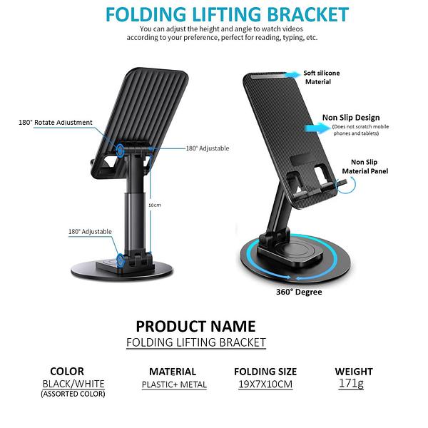 Universal Holder - Rotatable Lifting Folding Phone and Tablet Holder to Desktop with Adjustable Height