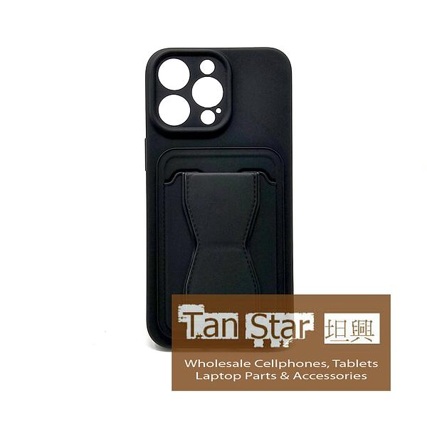 Apple iPhone 15 Pro - Standing Card Secure Wallet Card Holder with Passthrough Kickstand