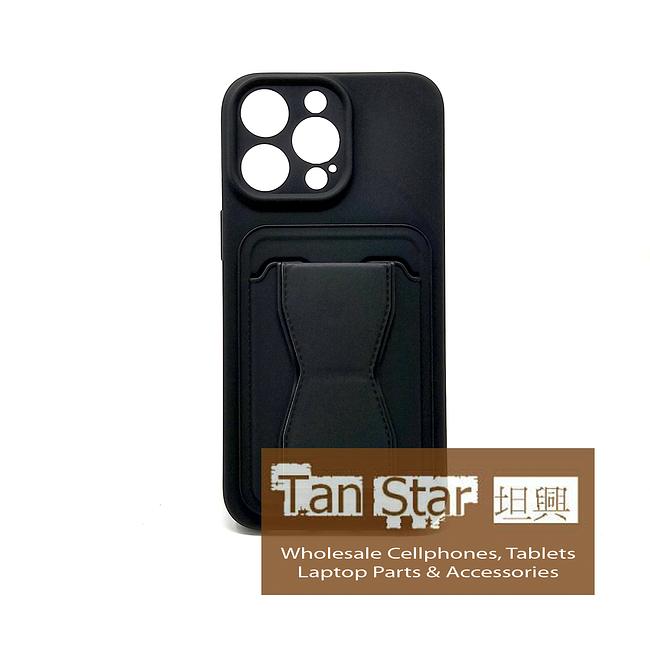 Apple iPhone 15 Pro - Standing Card Secure Wallet Card Holder with Passthrough Kickstand