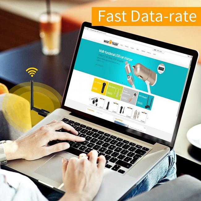 Wifi Adapter Single Antenna AC 600Mbps Dual Band 5Ghz / 2.4Ghz Long Range Wireless Adapter Support for Win Vista /7/8.1/10/XP/MAC 10.6-10.15